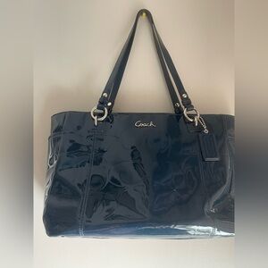 Coach Patent Dark Blue Tote Bag